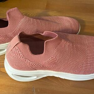 Hype Pink and White Slip-On Sneakers